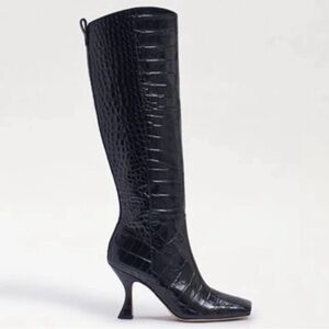 Sam Edelman Adi Black Croc Heeled Boots - size 7